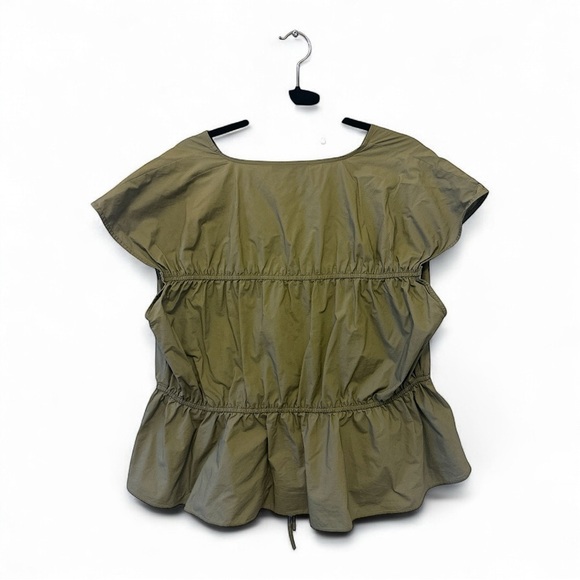 Inc International Concepts Plus Size Olive Green Flutter Sleeve Peplum Blouse 2X - Picture 3 of 8